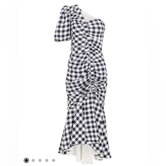 Jonathan Simkhai Lux Twill One-Shoulder Gingham Dress, Size 2 - Picture 5 of 9